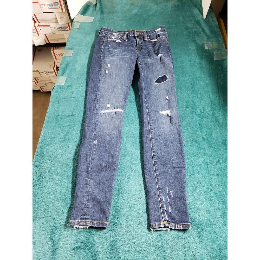J.Crew Jeans Size 25 Womens Blue Denim Pants Stretch Mid Rise Toothpick Skinny